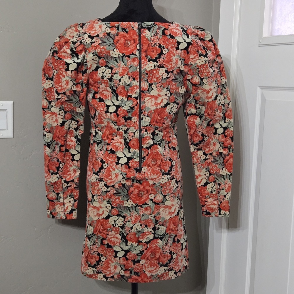 Free People Kapowski Floral Mini Dress Sz 8 Black Red Boho Romantic Cottagecore - Picture 10 of 16